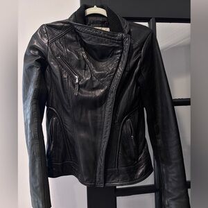 Michael Kors Black Leather Jacket Size Small